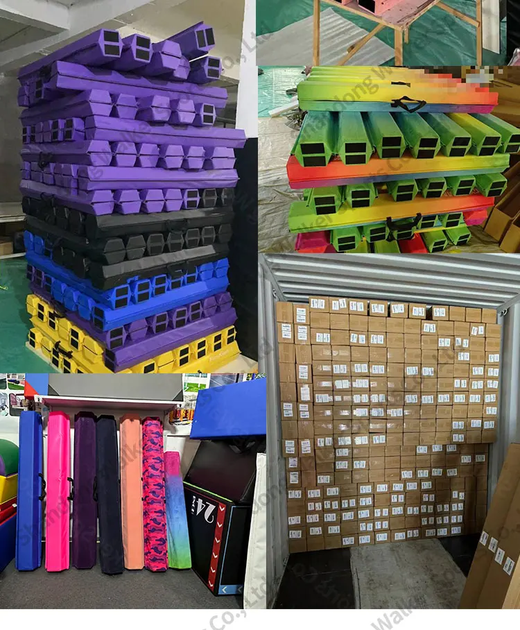 2.4m (8ft) portable gymnastics beam equipment blue pvc folding balance beam for training