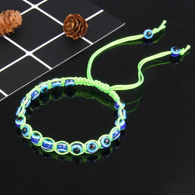 G475 Women Jewelry Adjustable Rope Turkish Blue Bracelet Handmade Woven Braided Bead Eyes Bracelets