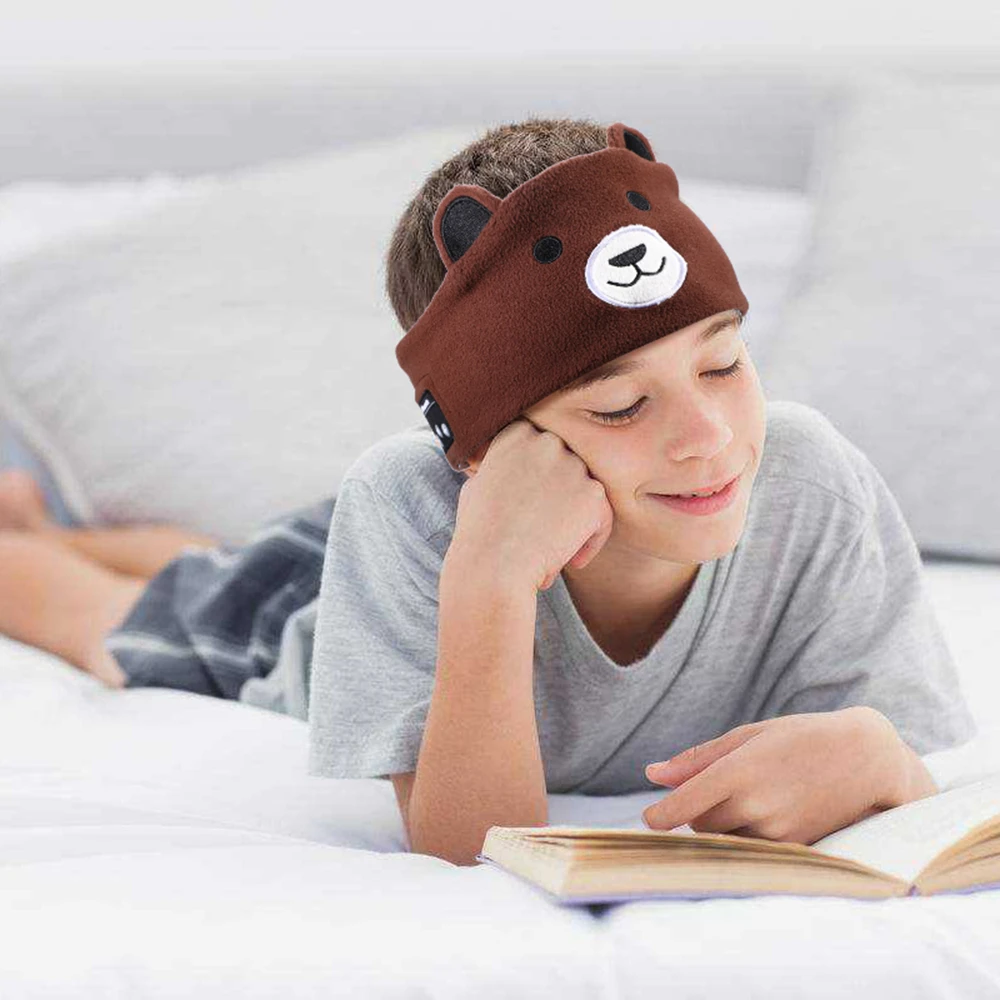 Soft Bluetooth Kids Animal Sleeping Headphone Eye Mask Earphone Voice Control For Home and Travel Children Headset