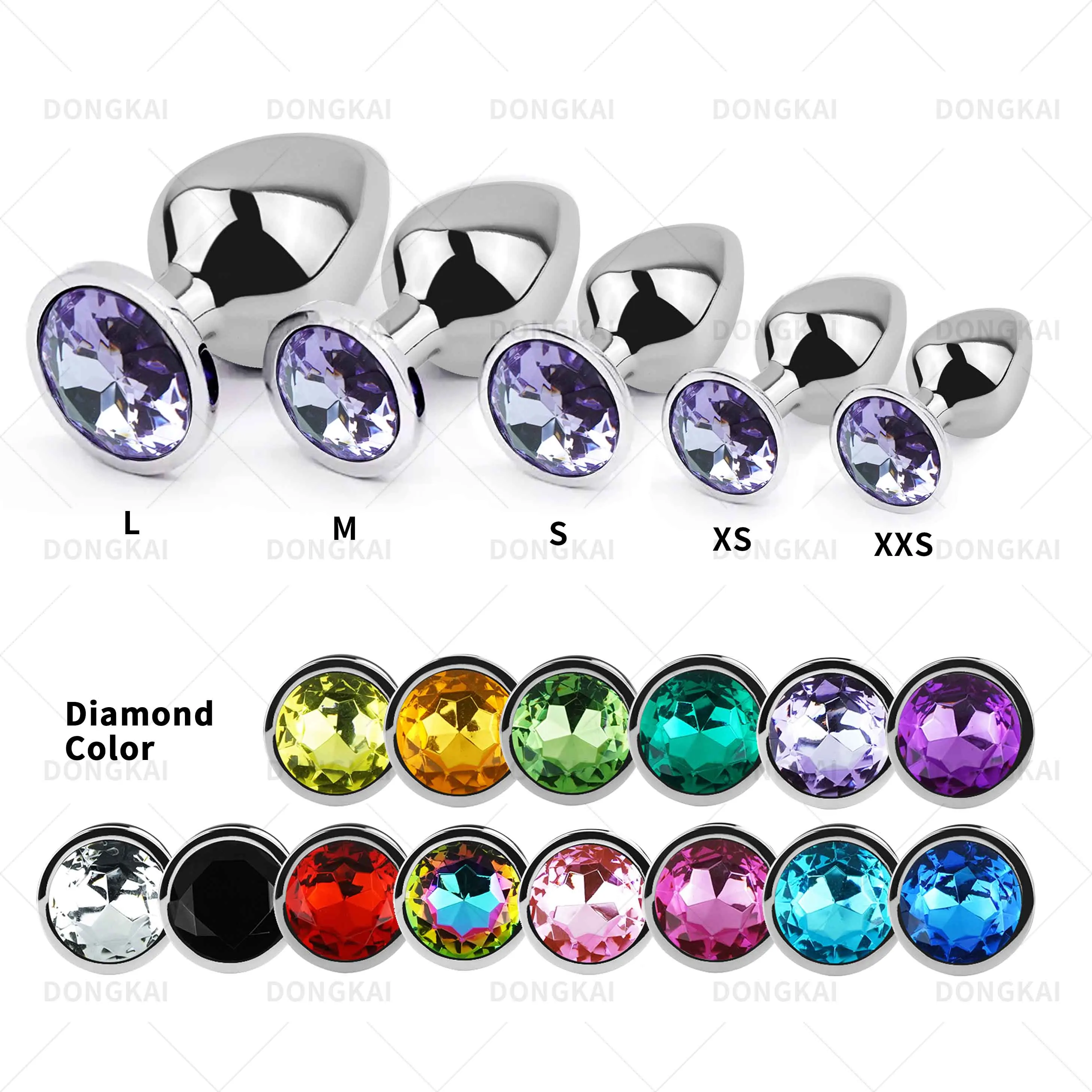 Dongkai New 5 Pcs/Set XXS XS S M L Metal Anal Plug Stainless Butt Plug Fetish Adult Anal Sex Toys Crystal Jewelry Anal Butt Plug