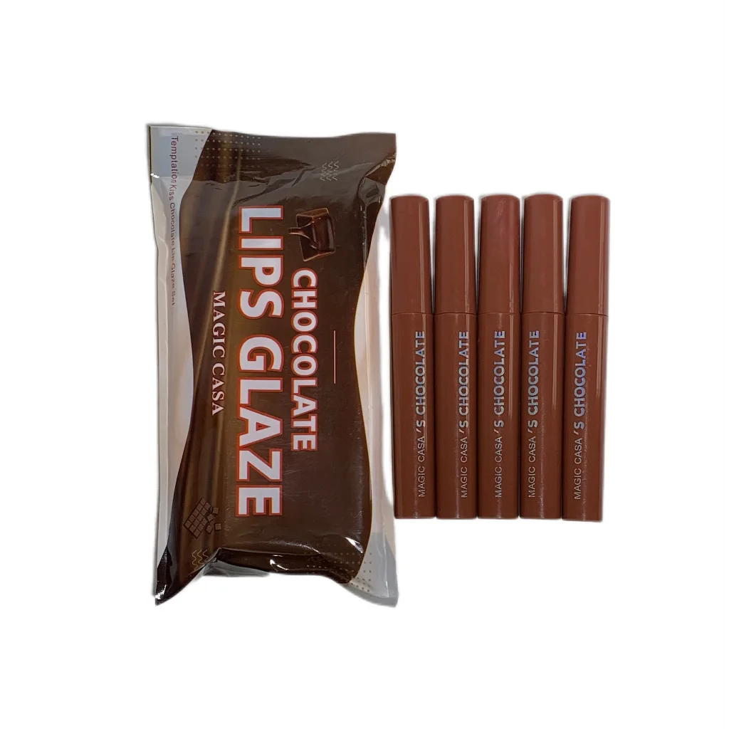 Chocolate Mist Matte Non fading Lip Gloss Waterproof Long Lasting Tint Lip Glaze Lipstick Set Cosmetic