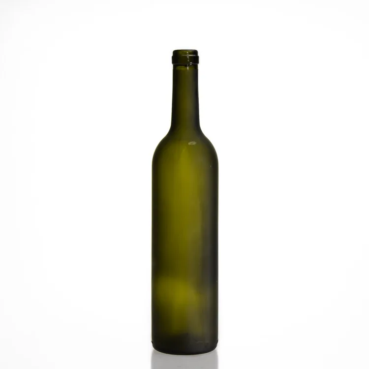 Factory Custom 750ml Glass Wine Bottle Matte Green Bordeaux Wine Bottles