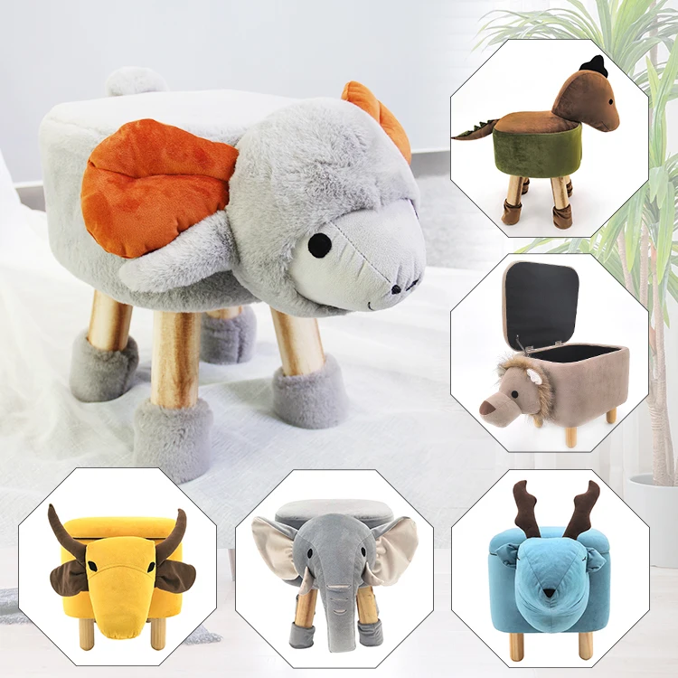 HStex 2021 современный дизайн на заказ мебель для гостиной, табурет для хранения для детей, симпатичный оттоманка с животными
