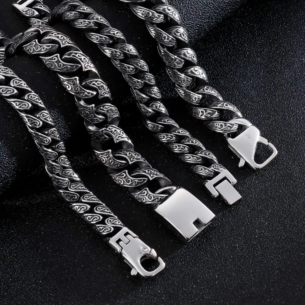 KALEN 2019 Wholesale 316L Steel Punk Curb Link Chain Male Bracelet
