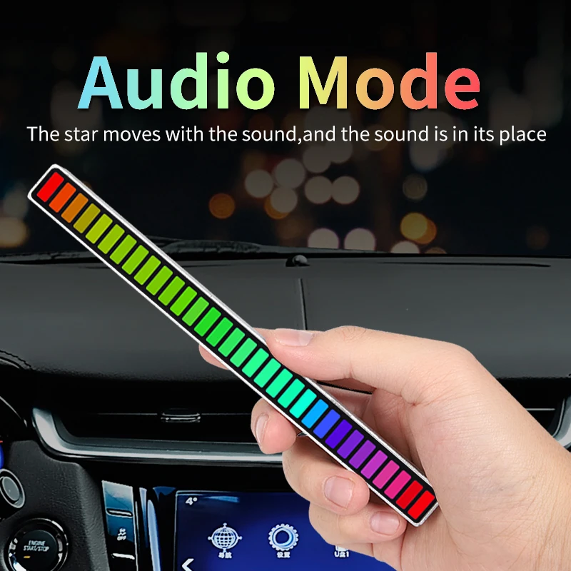RGB sound control pickup rhythm lights music ambient lamp car LED night lights with USB charging