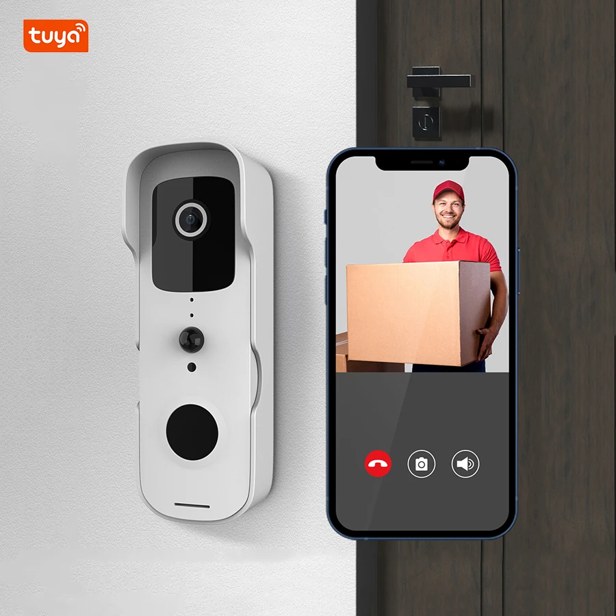 Tuya Wifi Waterproof 1080P HD 2K Camera Wireless Smart Ring Doorbell Video Intercom System Door Phone Bell with Peephole