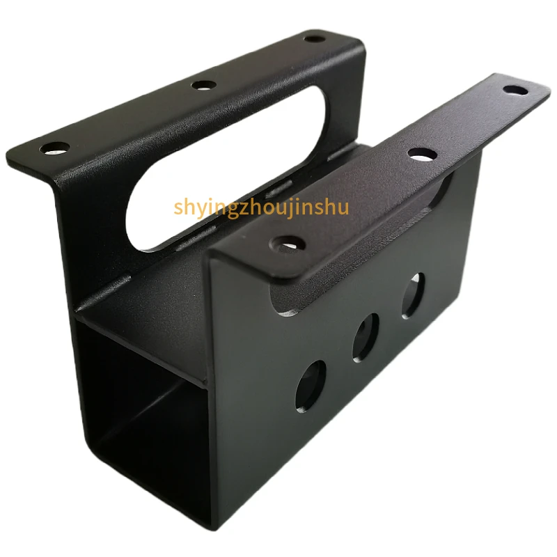 Custom black powder coated sheet metal bracket fabrication parts laser cutting bending welding service