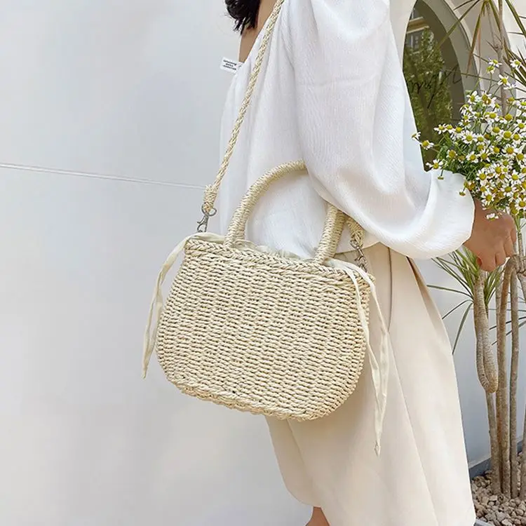 Wholesale Eco-Friendly Popular Outdoor White Woman Straw Bag Indonesia