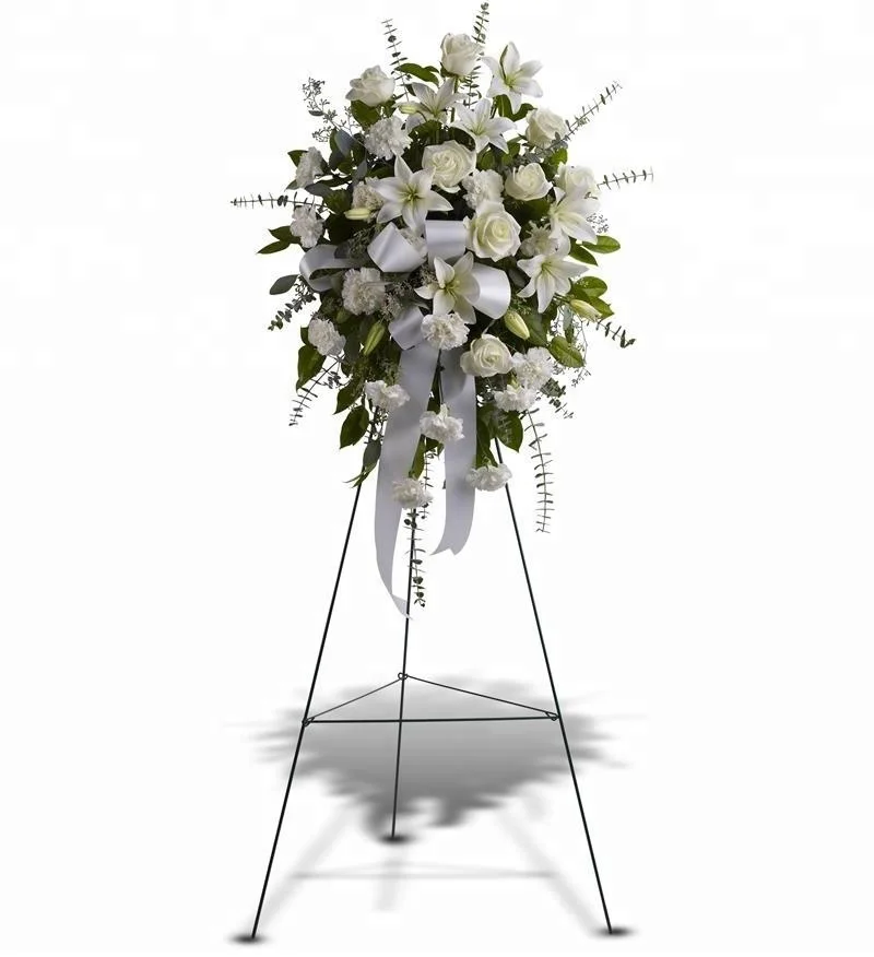Customizable metal wire easel funeral flower wreath easel stand metal wreath frame balloon stand holder