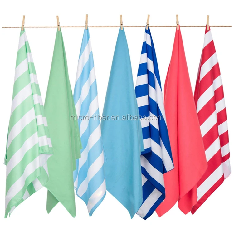 High Quality Printed Large Fast Quick Dry Sand Free Striped Microfiber Beach Towel