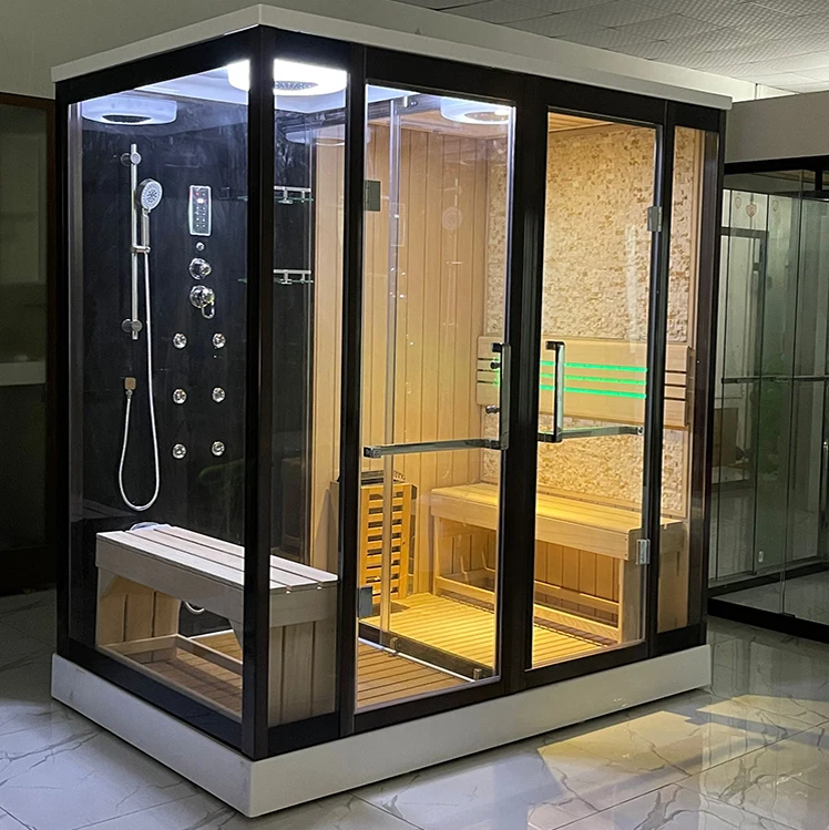 Luxury Steam Shower Room with Sauna and Combination Room with Sauna Bathtub