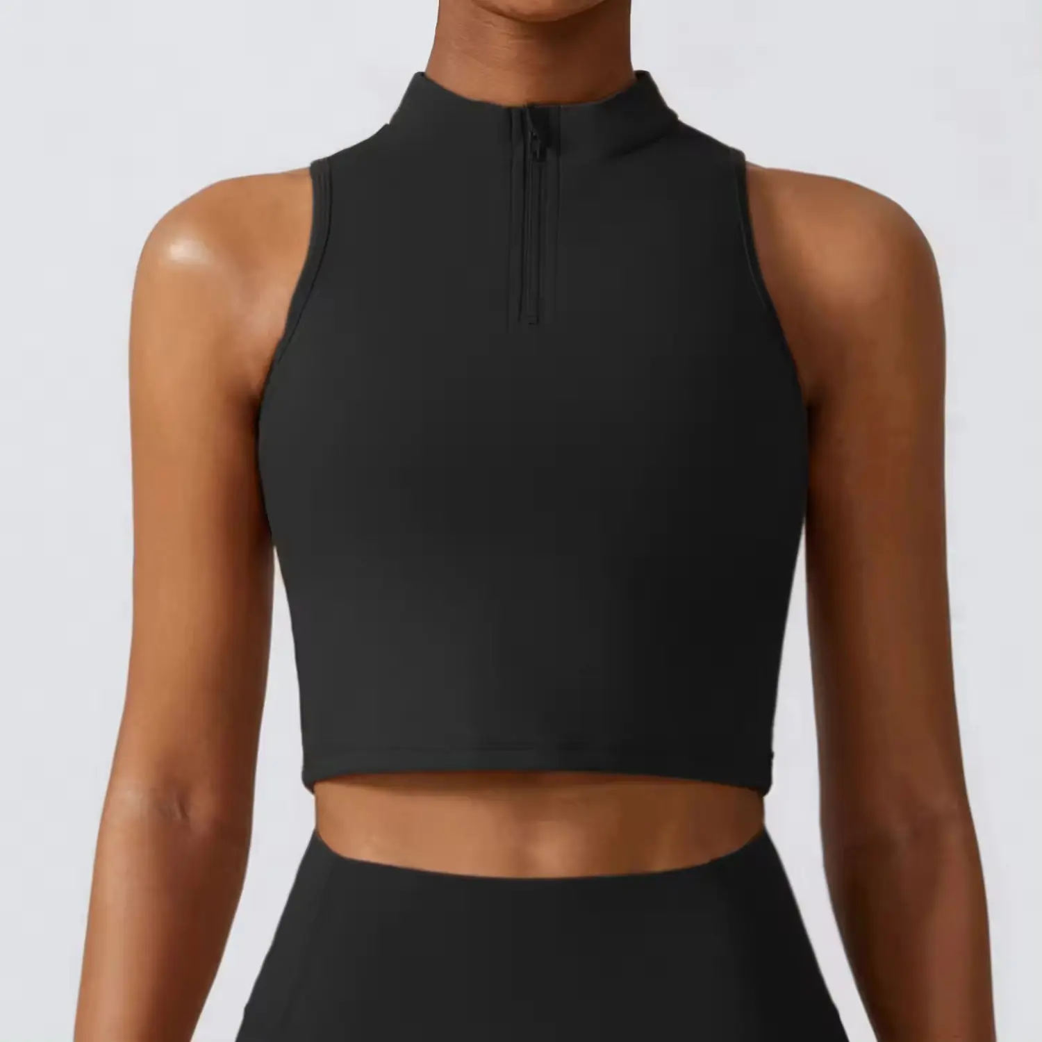 Zipper High Strength Sports Tank Top Shockproof Gathering Running Fitness Clothing Nude Feeling Tight Yoga Bra