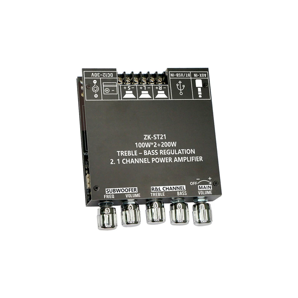 ZK-ST21 100 Вт * 2 + 200 TPA3221 BT Плата усилителя мощности с сабвуфером 1 канал 12V-30V аудио модуль