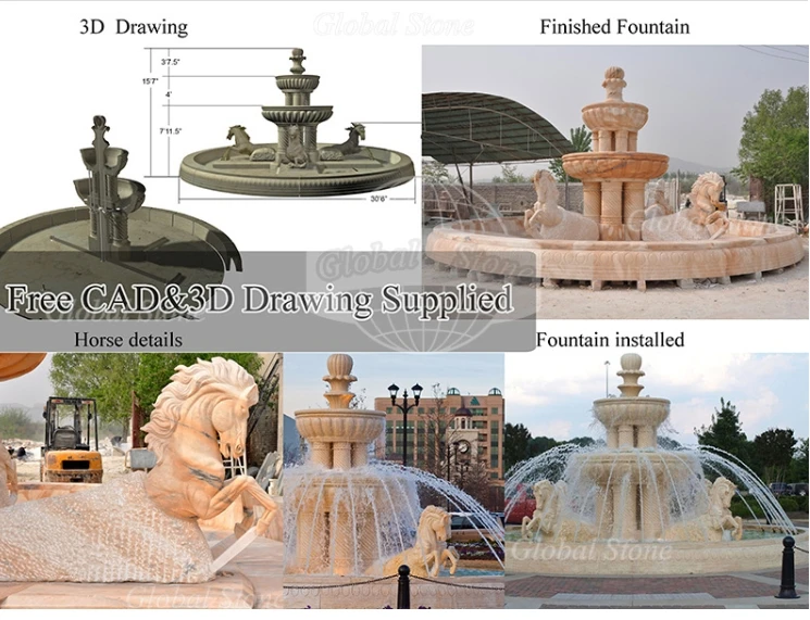 Quality Assurance Natural White Marble Stone Outdoor 4 Tier Fountains For Outdoor Decor