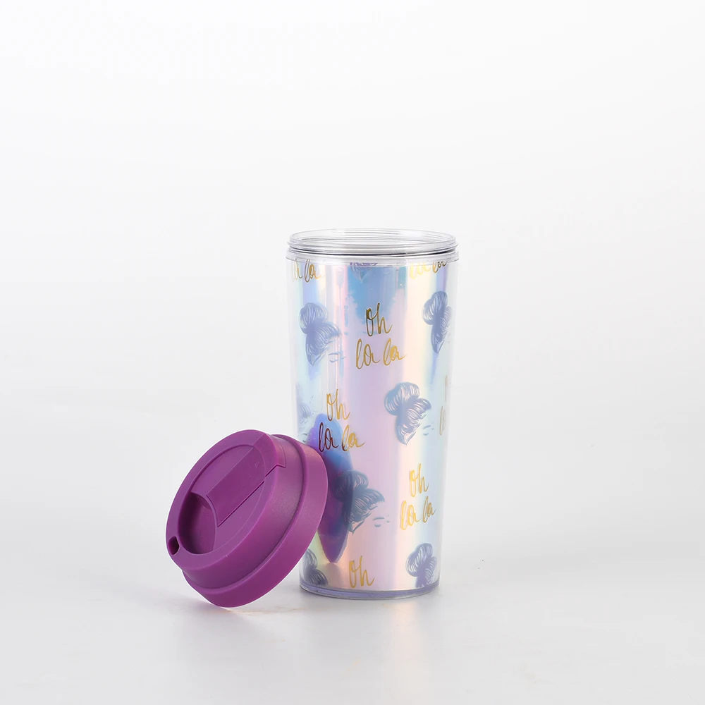 Двойная Стенка изолированные защитные пластиковые без добавления бисфенола А объемом 16 унций 450 мл кофейная кружка