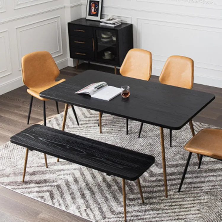 
American light luxury solid wood dining table Nordic log family dining table modern simple small rectangular table 