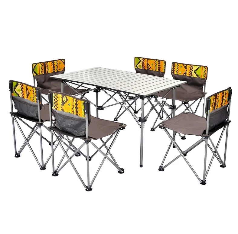 
Outdoor Portable Aluminum Round Pipe 4 Foot Easy Camping Folding Table With Chairs For Picnic 