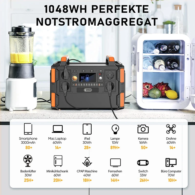 Solar Generator Container 1024wh Lifepo4 Battery for RV EV Vehicle DC 1000w Portable Power Station to Turn on A Fridge