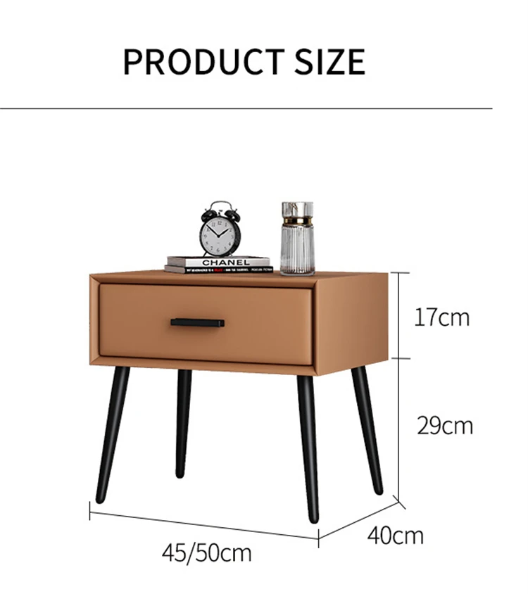 Оптовая продажа скандинавский ящик для хранения из цельного дерева и кожи микрофибры роскошный прикроватный столик шкаф простой ночной