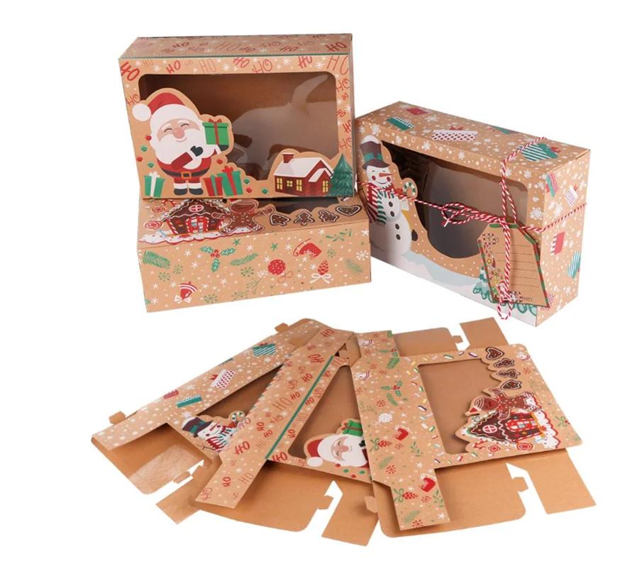 China factory made Multi-color food grade paper Box Paper Packaging Box with PVC Window for christmas