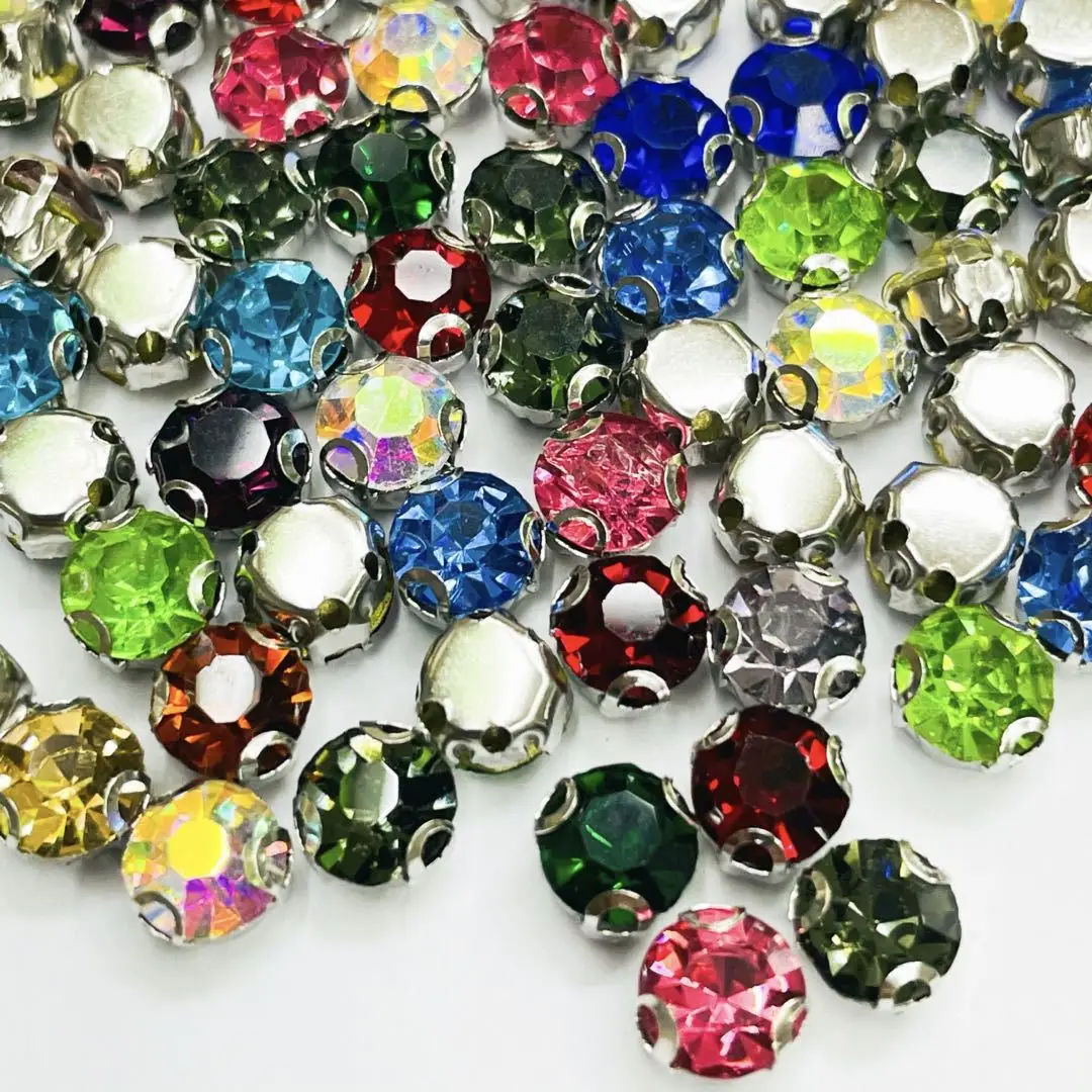 JC Crystal  crystal glass stones for clothes, wholesale bulk silver/gold plating brass claw setting sew on rhinestone crystals