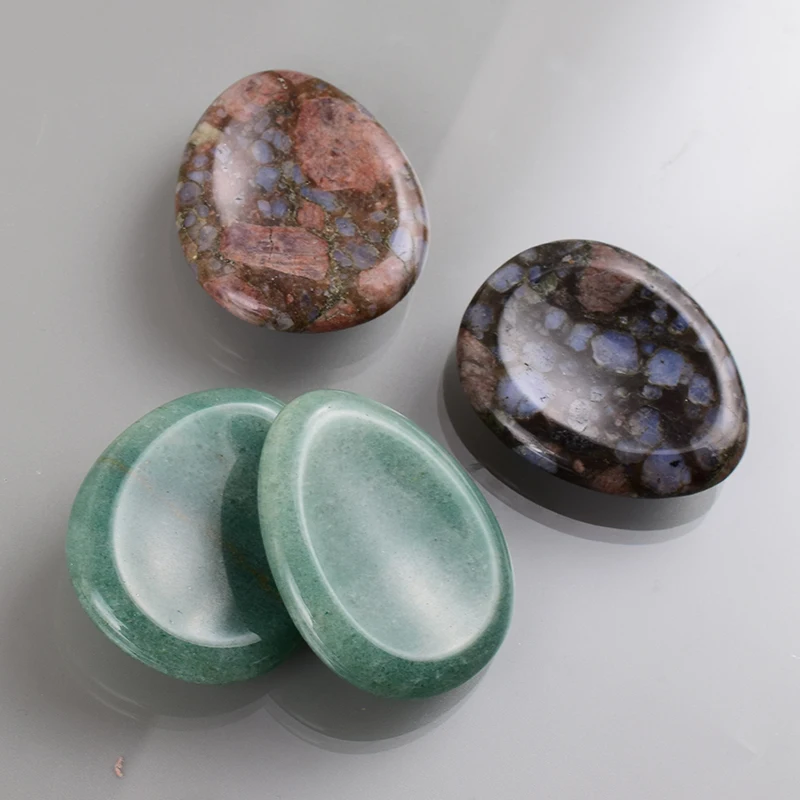 Natural Jasper thumb Worry Stone Jade rose quartz Mineral Hand Massage Skin Care Tumbled Gemstone Palm stone Home garden Decor