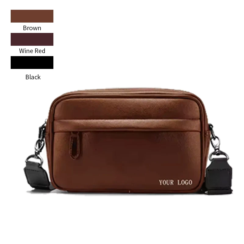 Custom Design Vintage High Quality Pu Leather Single Adjustable Strap Crossbody Shoulder Bag For Men