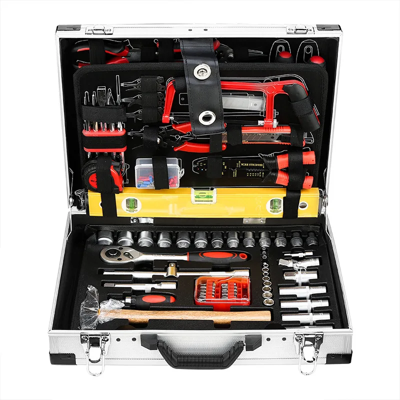 139-piece set of aluminum box household auto repair combination tool comprehensive toolbox manual combination toolbox spot whole