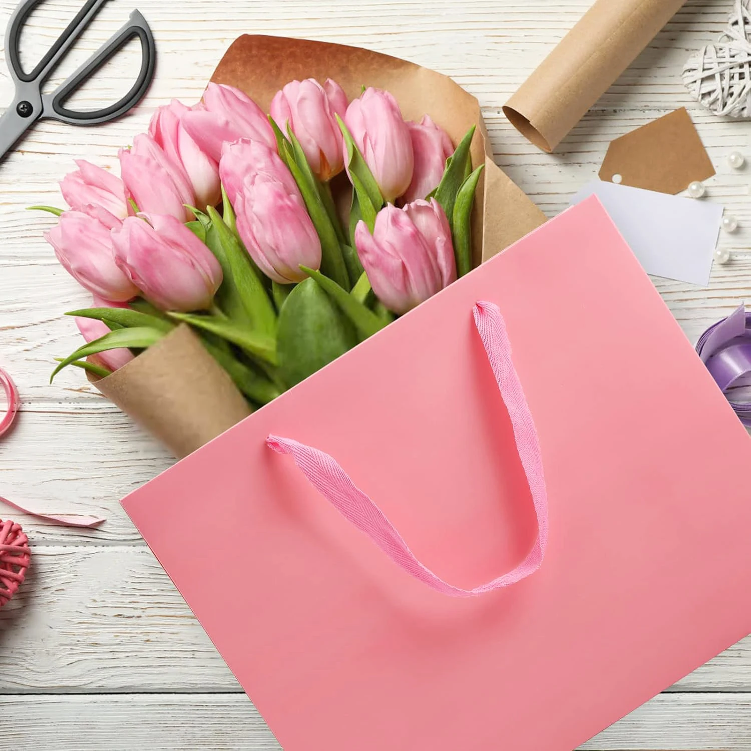 Hot pink luxury Boutique Cosmetic Clothes Extra large Packaging shopping low price size custom shopper craft paper bag