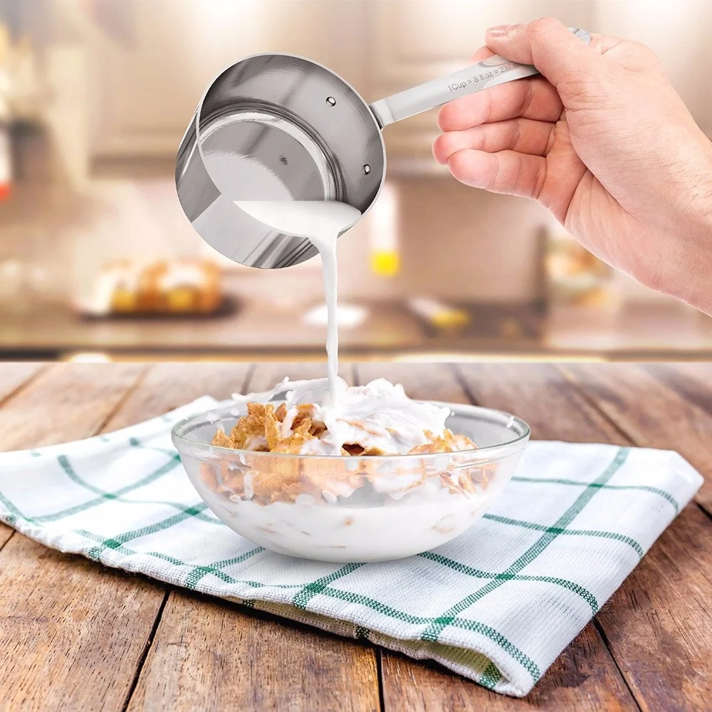 Unbreakable 4 Piece Riveted Handle Stainless Steel Measuring Cups