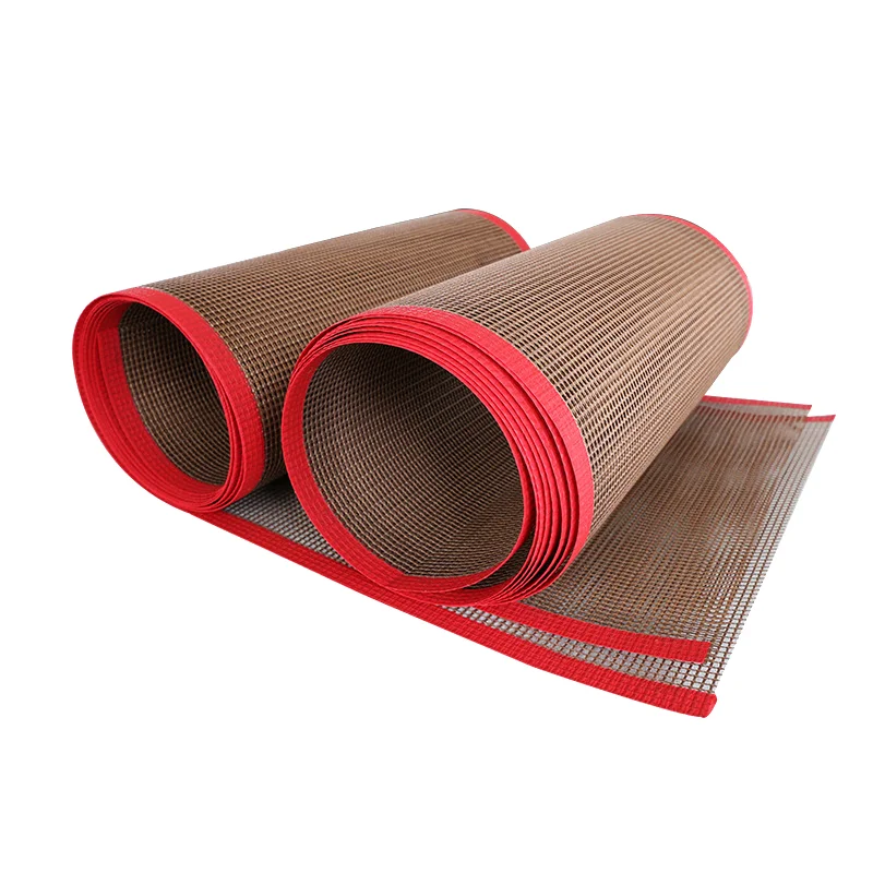 Best performance 770*15*0.2mm food teflonning ptfe coated glassfiber mesh fabric mesh conveyor belt for continous band sealer