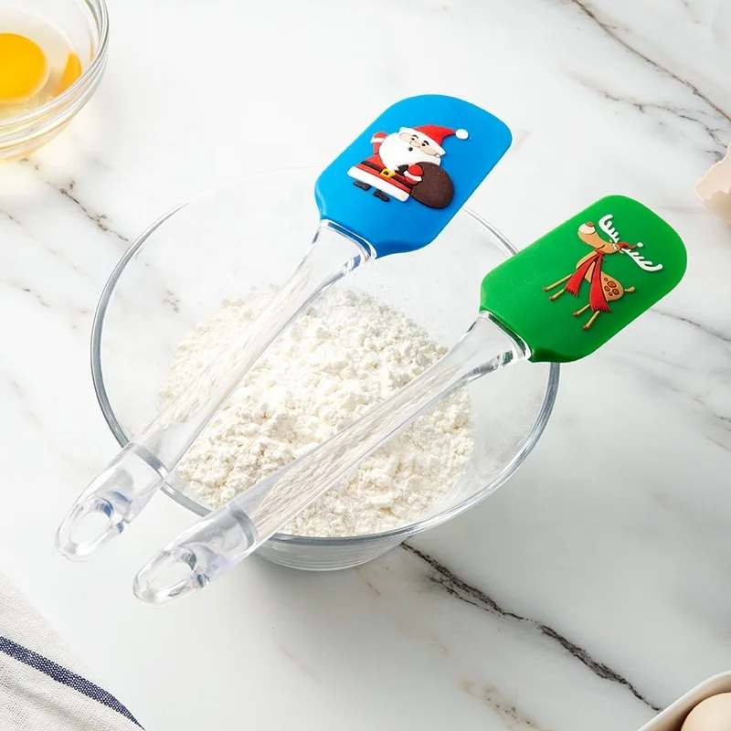 Christmas spatula pack of 2  silicone kitchen spatula with silk printing oem order for cream spatula