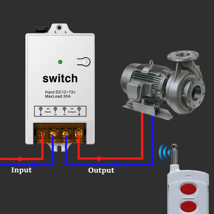 rf433 home Light 40A Relay 2 channel  intelligent dc12v 48v on/off smart Wireless Remote Control Switch for water pump and motor