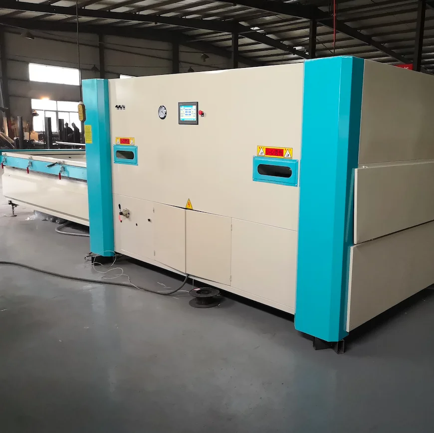 Automatic PVC Vacuum Press Membrane Wood Laminating Machine for door cabinet kitchen making membrane hot press machine 2 tables