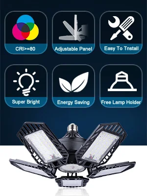  2021 Amazon hotsale 150W metal garage lights with socket and 5 deformable panels