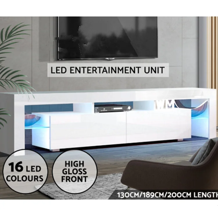 Modern Wooden simple design high gloss and  LED tv cabinet with drawer