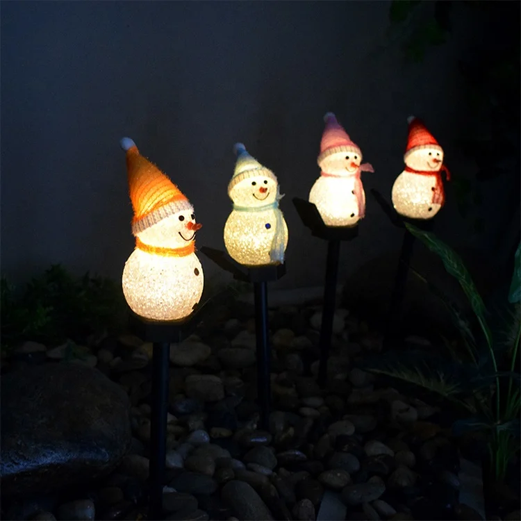 Solar Christmas Snowman Lights, Outdoor Decoration Solar Lights, Snowman Stanta Ornament Landscape Lights for Garden, Yard, Pati