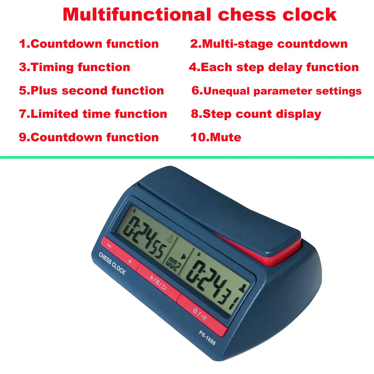 CHRT 42 Kinds Timing Rules Chess Clock Chess Games Digital Timer PS-1688 Digital Chess Clock