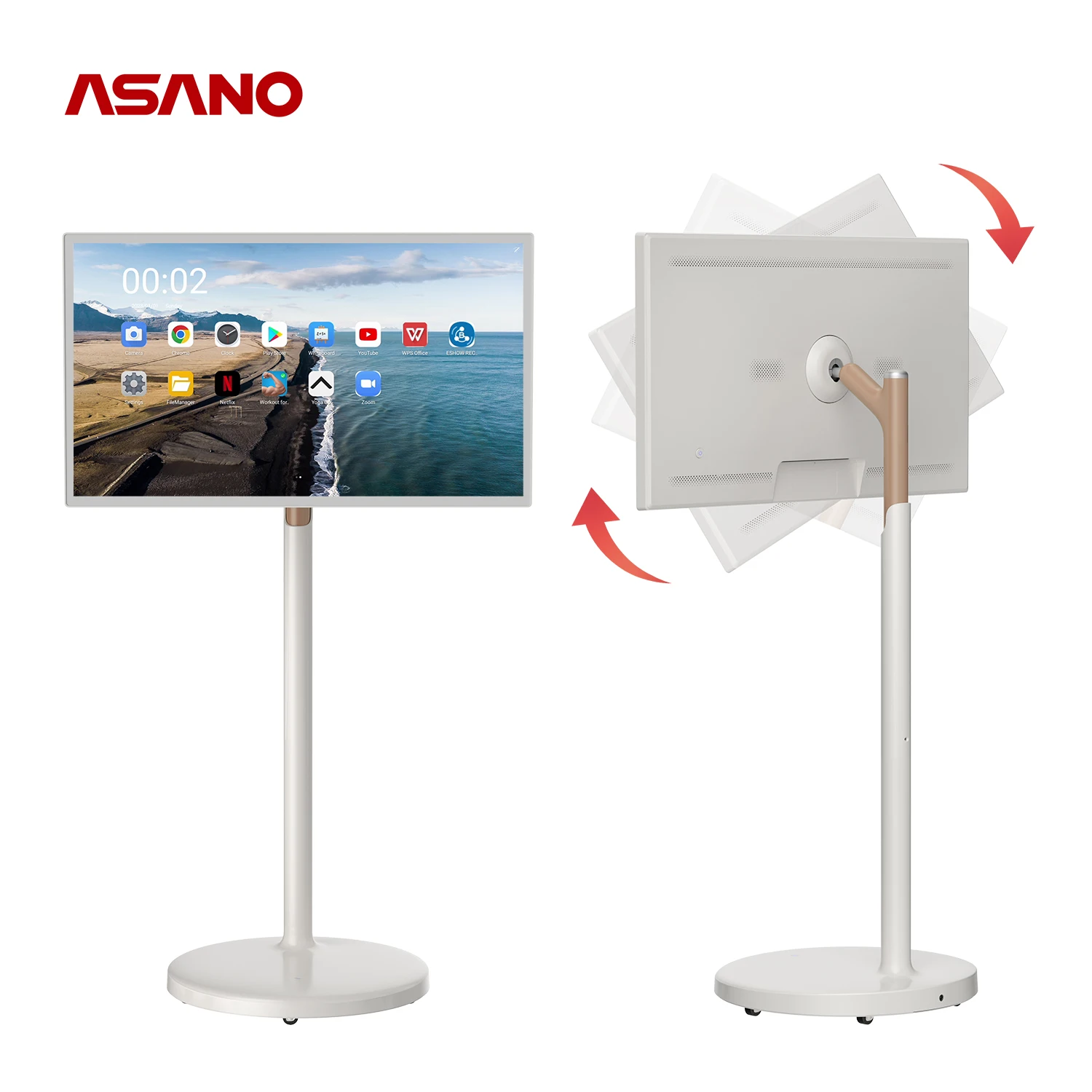 Indoor Smart Tablet Screen 90 Degree Rotatable Live Streaming Ips Panel Display Android Stand Tv 32 Inch Touch Moving Screen