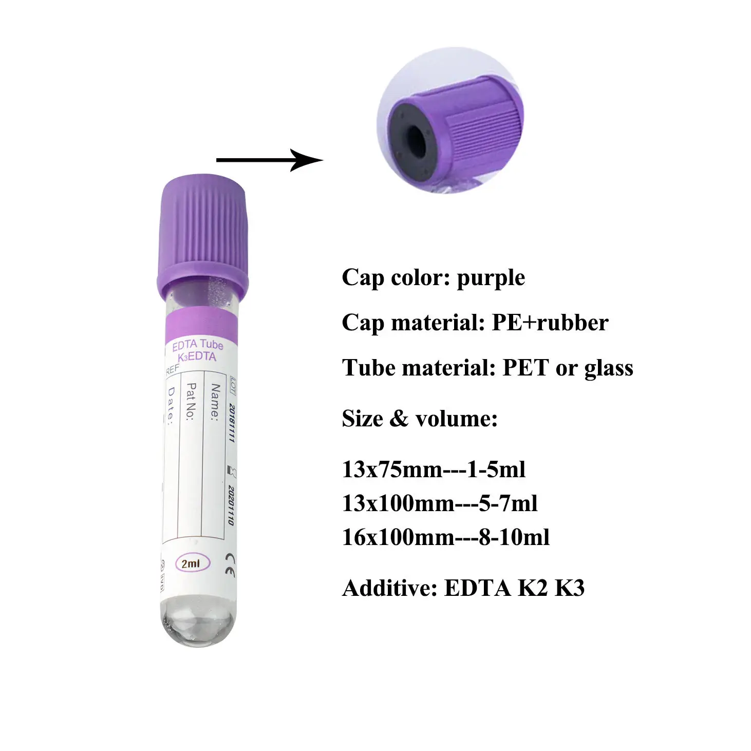 Hospital Laboratory Sodium Citrate Blood Edta k2 k3 Micro Blood Collect Collection Tube