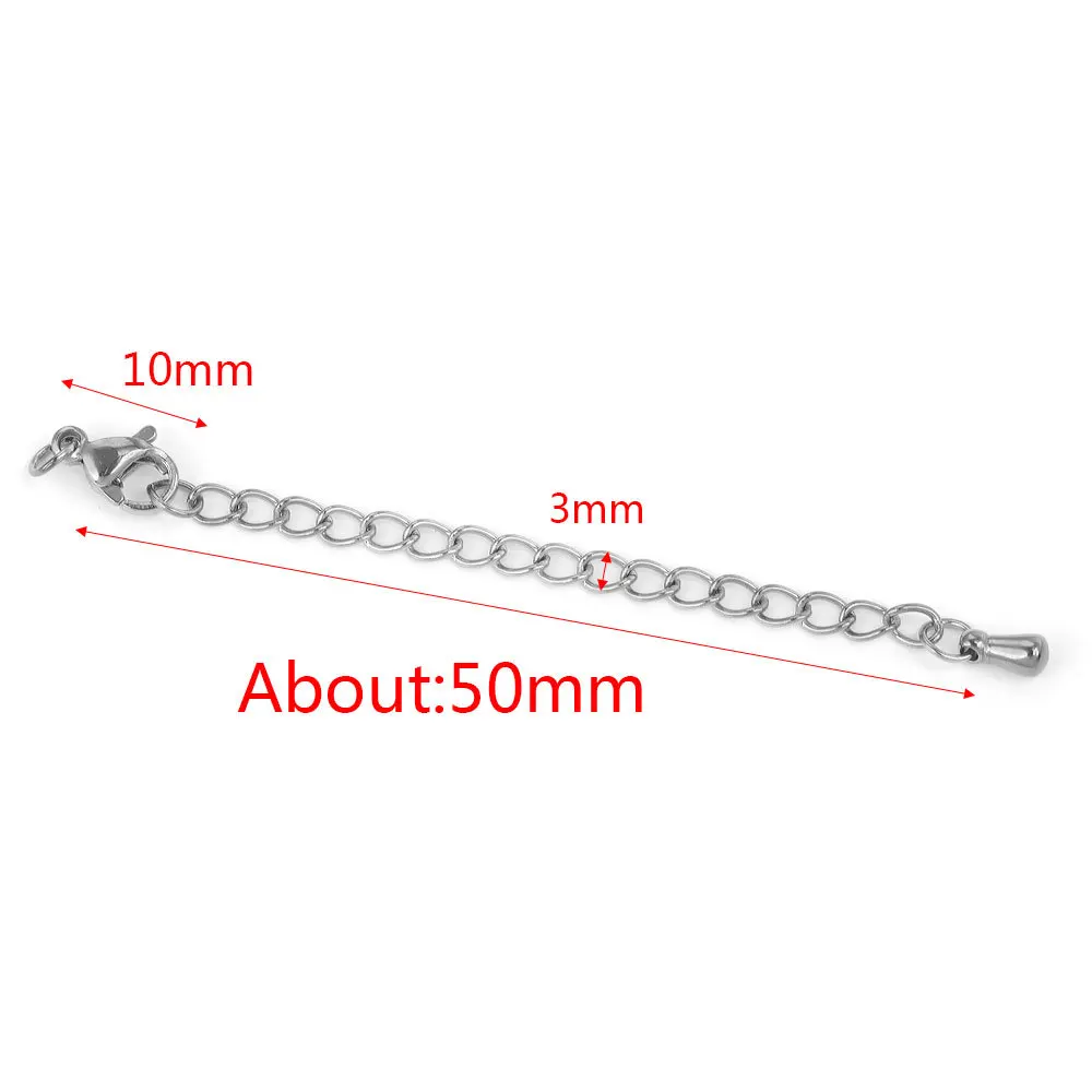 Stainless Steel Extended Extension Tail Chain Lobster Clasps Connector for Bracelet Necklace Jewelry Making DIY 6