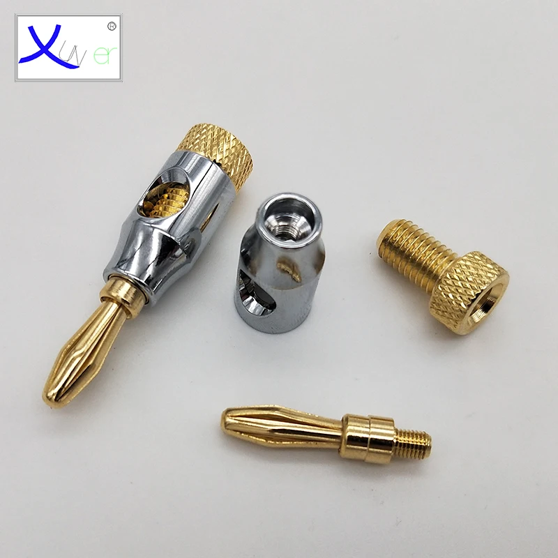 24K GOLD PLATED aluminum shell copper body speaker cable hifi 4mm banana plug terminal