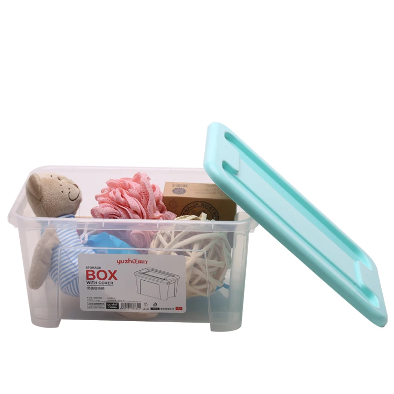 Для домашнего использования Удобный многофункциональный с крышкой прозрачный большой пластиковый ящик для хранения одежды