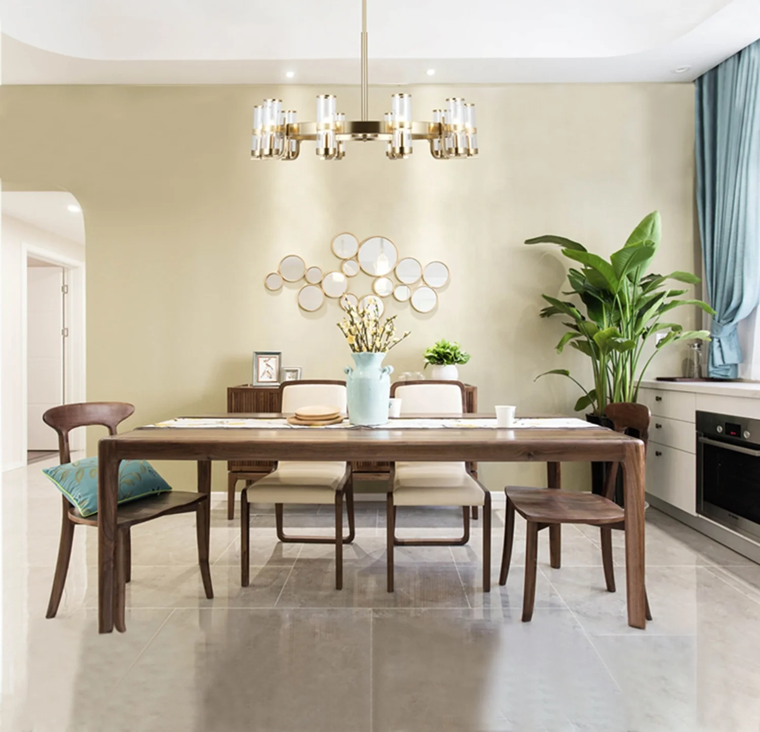 Wholesale Restoration Brass Modern Nordic Indoor hardware Ceiling Pendant Restaurant Light Black glass Chandelier