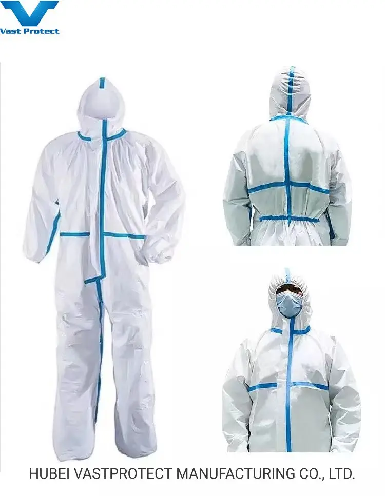 DuPont Tyvek Disposable White Paint Hazmat Tychem Chemical Work Coverall Boiler Work Safety Suit with Hood Collar