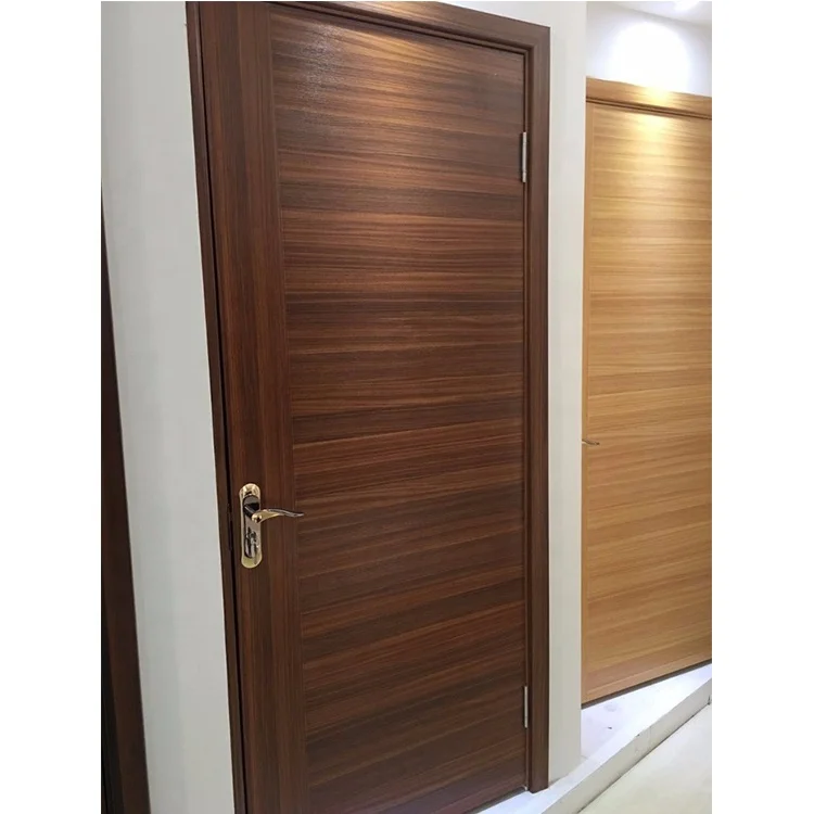 Simple Plain Batten Wood Interior Door Design Plain Veneer Wooden Imported Solid Wood Doors