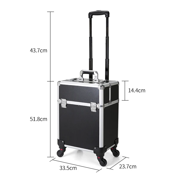 Professional Rolling Makeup Case Cosmetology Case With Wheels 2 Large Drawer Nail Trolley Case Traveling Cosmetic Box