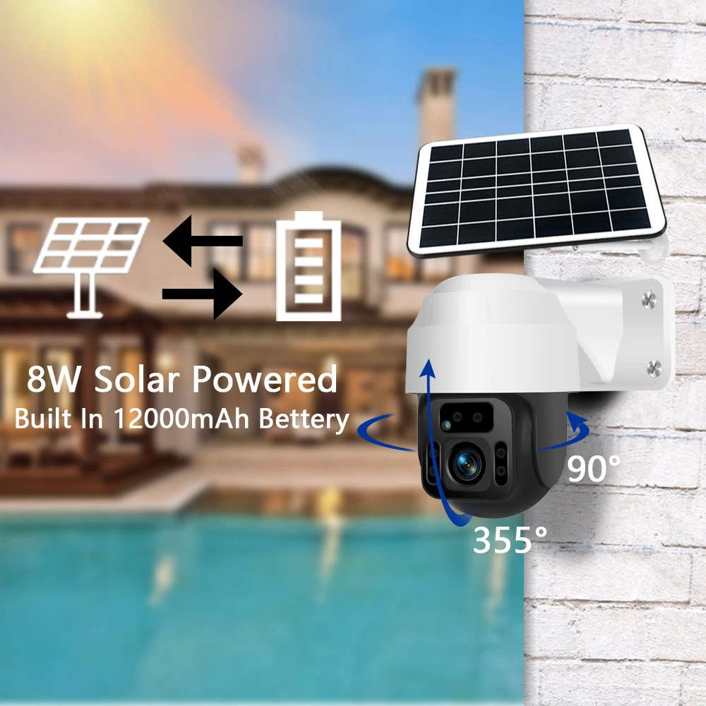 Outdoor Wildlife Farm PTZ Security Surveillance GSM SIM Card IP APP Real Time Live Streaming Solar Powered Battery 4G Camera