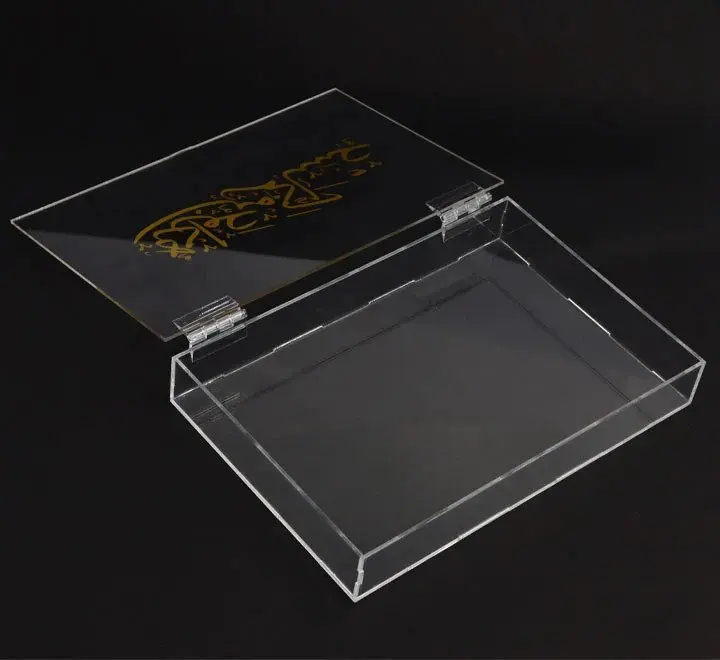 Modern Clear Acrylic Customised Eid Mubarak Box Rectangle Acrylic Snacks Serving Tray for display only