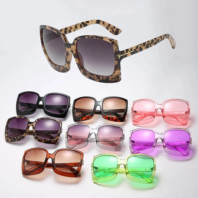 Luxury Oversized Female Shades Sunglasses Womens PC Big Frame Sun Glasses Popular Leopard Square Sunglasses Custom Logo